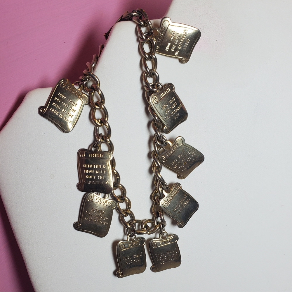 Vintage 10 Commandments Charm Bracelet